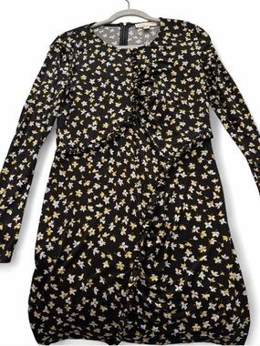 MICHAEL Michael Kors Black Long-Sleeve Floral Ruffle Dress